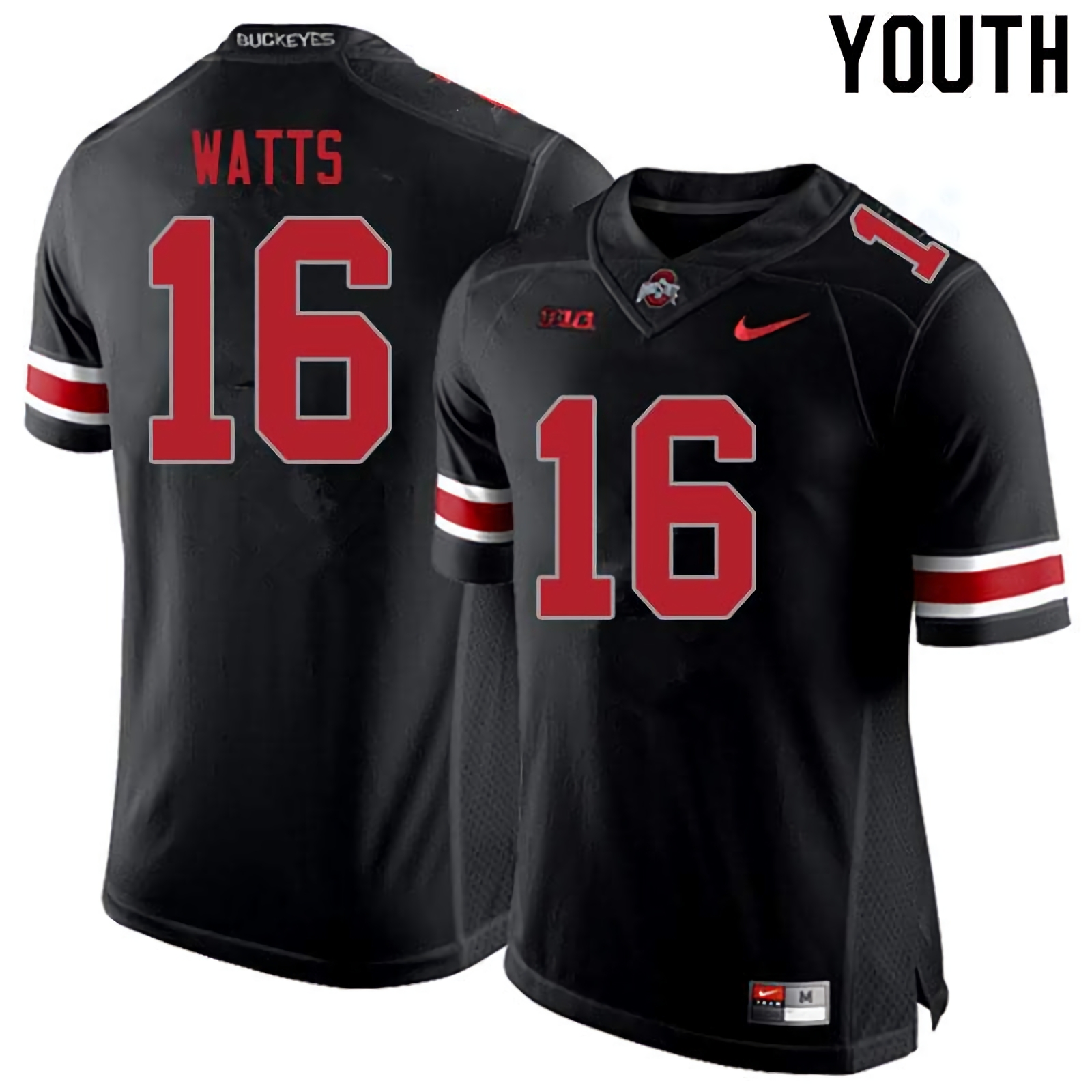 Ryan Watts Ohio State Buckeyes Youth NCAA #16 Nike Blackout College Stitched Football Jersey HLQ7456HI